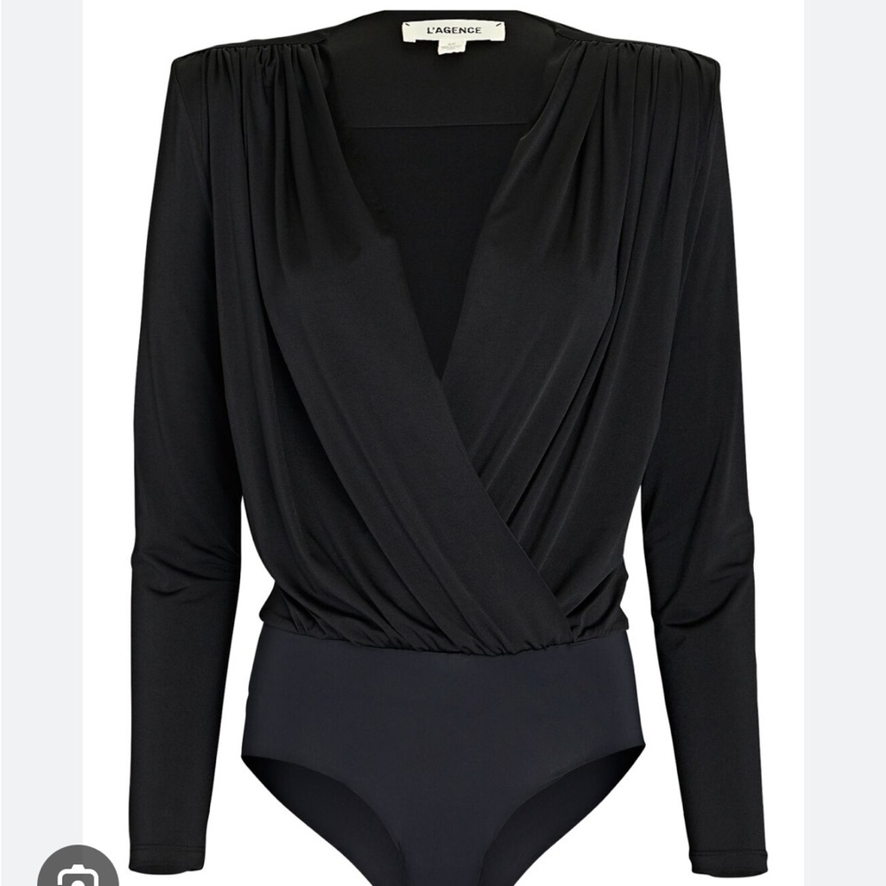 L’Agence Kallie Strong Shoulder Wrap Bodysuit